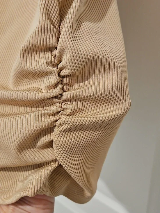 Cider Ribbed Sleeveless Crop Top in Beige - Picture 4 of 5